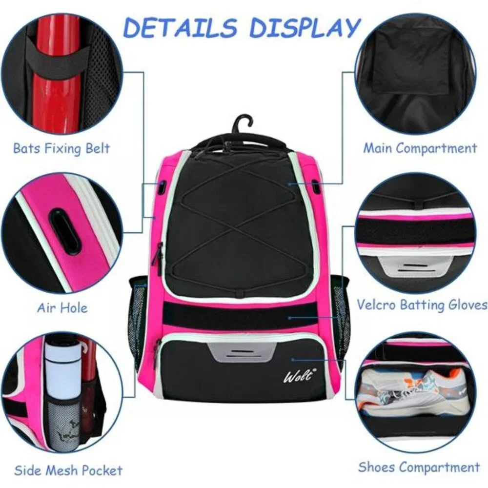 Youth Baseball Bag - Bat Backpack for Baseball, T-Ball & Softball Equipment